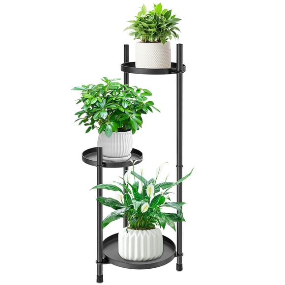 MeyRolizn 3 Tiered Plant Stand Indoor Outdoor, Metal Corner Plant Stand Plant Shelf Tables, Heavy Duty Flower Shelf Display Rack for Indoor
