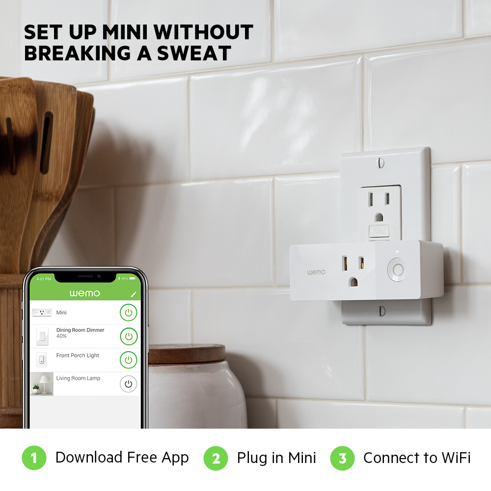 Belkin Wemo Mini WiFi Smart Plug, No Hub Required, White, 1 Count - image 3 of 12