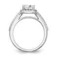thumbnail image 2 of Solid 14K White Gold Diamond Side-Stones with Princess Cut CZ Cubic Zirconia Center Stone Cushion Halo Engagement Ring Size 7.5, 2 of 8