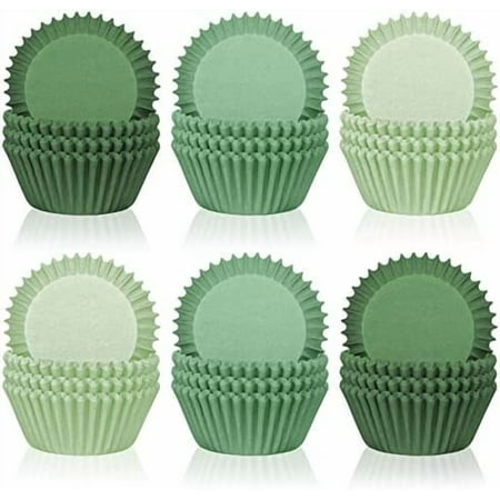 600Pcs Green Cupcake Liners Sage Green Dark Green Light Green Baking Cups Gradient Green Wedding Cupcake Wrappers for Wedding Bridal Baby Shower Birthday Party