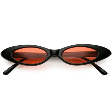 Ultra Thin Extreme Oval Sunglasses Color Tinted Lens 47mm (Black / Red)