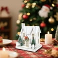 thumbnail image 4 of Lighted Christmas House Decoration - Glittery Snowy Cottage with LED Lights, Trees & Snowman, Festive Tabletop Decor for Holiday Home & Gift, 4 of 6