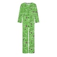 thumbnail image 5 of Jinhomg Womens Pajama Sets Floral Print Long Sleeve Crew Neck Tops and Pants Set Soft Sleepwear Pjs 2 Piece Loungewear Summer Saving Green XXL, 5 of 7