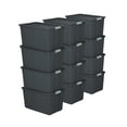 thumbnail image 1 of Sterilite 12 Pack 34 Gal Latch Tote, Stackable Plastic Storage Bin, Gray/Green, 1 of 7