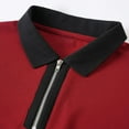 thumbnail image 6 of PiGOGI Men's Color Block Short Sleeve Half Zip Shirt - Sporty Casual Lapel Blouse for Summer Red, 6 of 6
