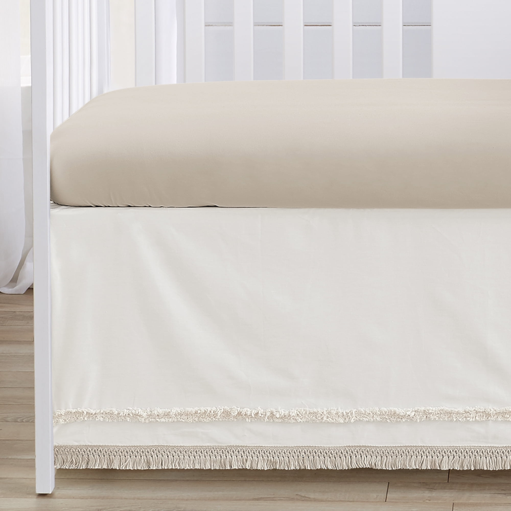 Sweet Jojo Designs Tufted Sun Ivory and Beige Crib Bedding + BreathableBaby Breathable Mesh Liner Pad