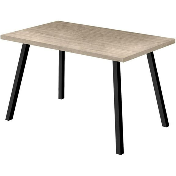 Pemberly Row 60" Contemporary Industrial Wood Top Dining Table in Taupe