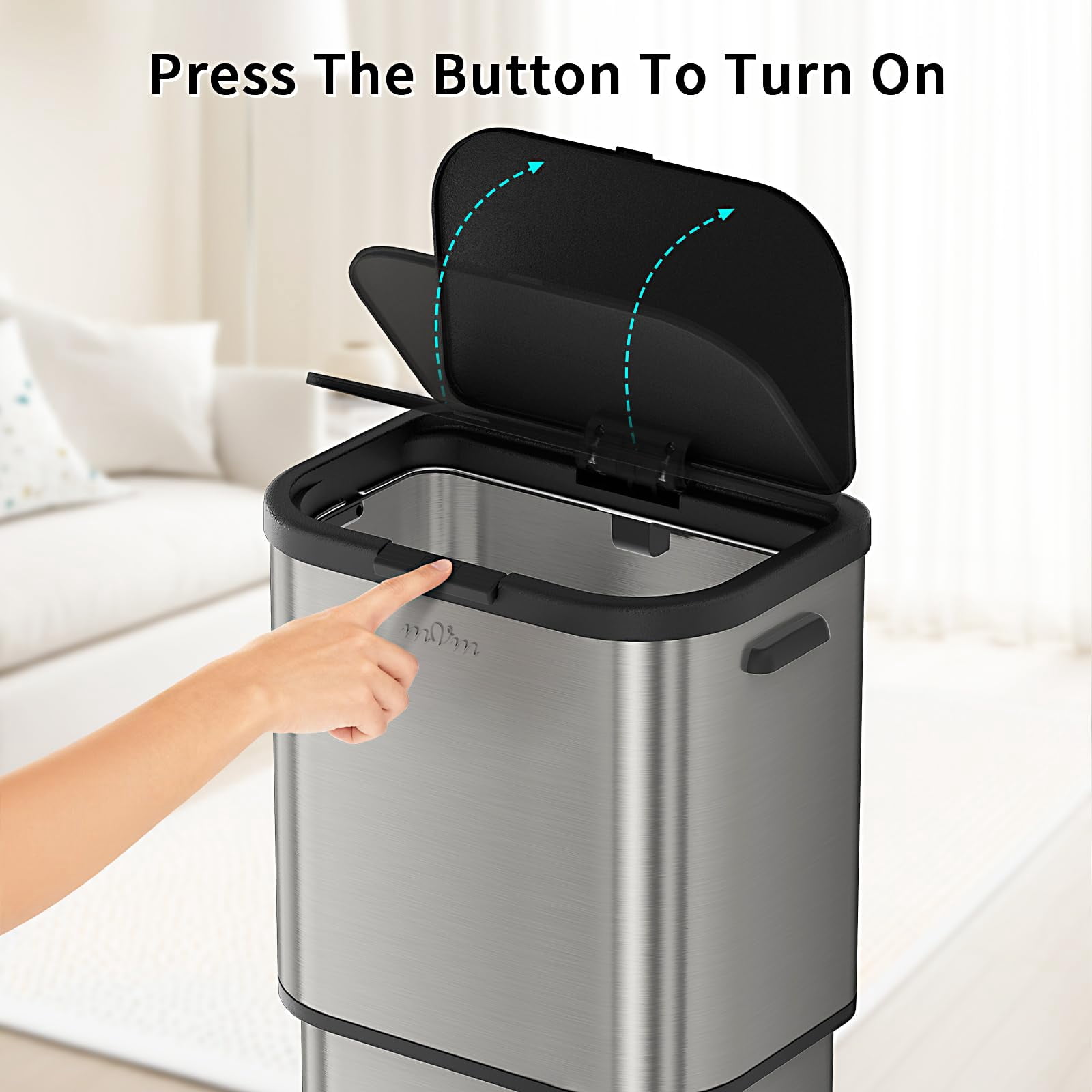 mVm 16 Gal Kitchen Trash Can, Touch Top Large Garbage Can (Gray)