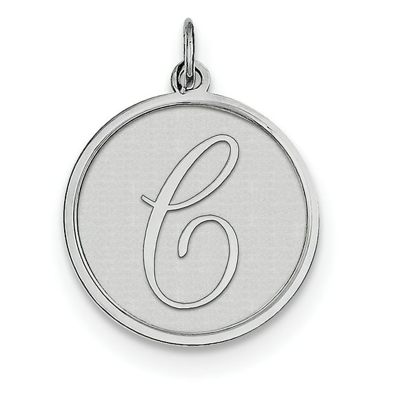 Beautiful Sterling Silver Rhodium-plated Brocaded Initial C Charm