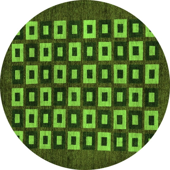 Ahgly Company Indoor Round Checkered Green Modern Area Rugs, 6' Round