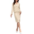 thumbnail image 2 of 2 Piece Skirt Suit Sets for Women's Business Formal Long Sleeve Blazer and Pencil Skirt Work Office Set XL Beige, 2 of 5