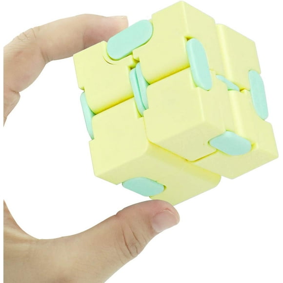 Infinity Cube Fidget Cube Toy Stress Relief for Adults and Kids, Fidget Toy Cute Puzzle Flip Cube to Relieve Anxiety and Kill Time (1, Yellow)