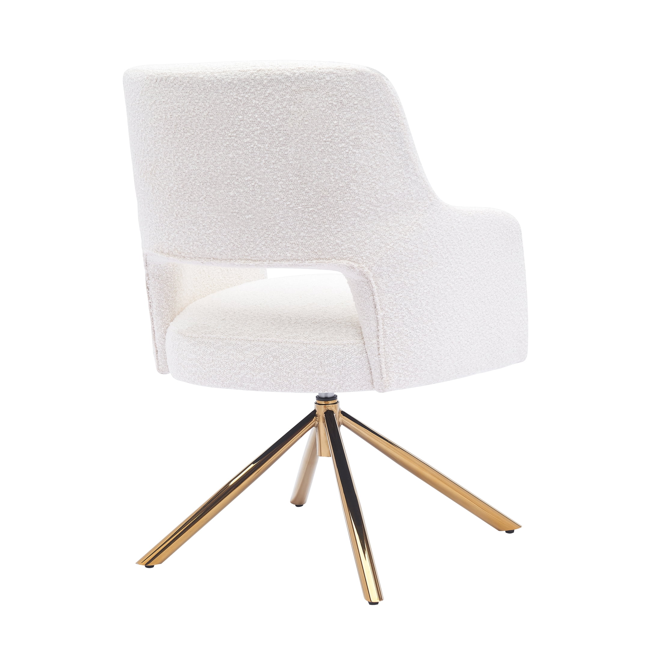 Mid-Century Modern Water and Stain Resistant Boucle Fabric Upholstered Swivel Accent Chair, Cream