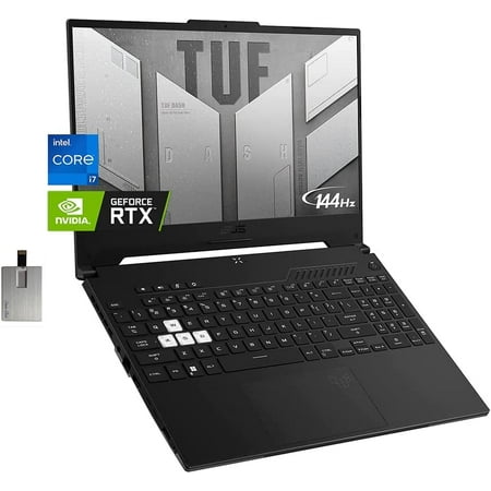 ASUS TUF Dash 15.6" 144Hz Gaming Laptop, Intel 12th Core i7-12650H, 32GB DDR5 RAM, 1TB PCIe SSD, NVIDIA GeForce RTX 3070 Graphics 8GB, Backlit Keyboard, Windows 11, with Hotface 32GB USB Card