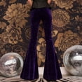 thumbnail image 5 of Women's Fashion Flared Trousers Solid-Color High-Waisted Slimming Silver-Shimmering Drapey Velvet Bell-Bottom Casual Pants, Comfortable & Skin-Friendly & Smooth, Gifts for Women, 5 of 8