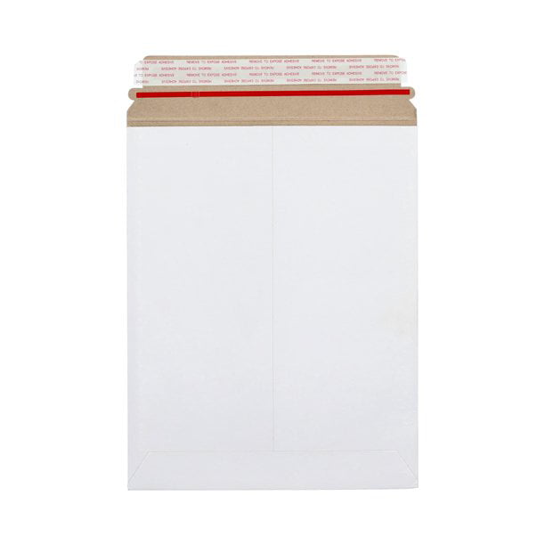 White from The Boxery 100-17x21'' Rigid Flat Photo Mailers Self-Seal 