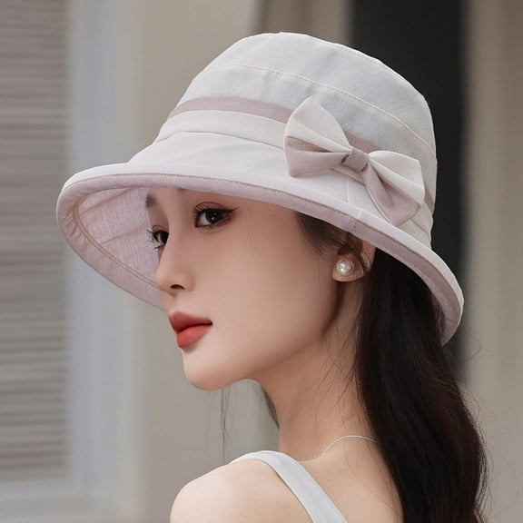 Ladies Hat Bridal Wedding Tea Party Sun Hat Ladies Outdoor Elegant Temperament Sun Hat Lightweight Breathable Sun Hat Summer New Two Color Bow Elegant Sun Shade Hat French Style Women Hat Valentines