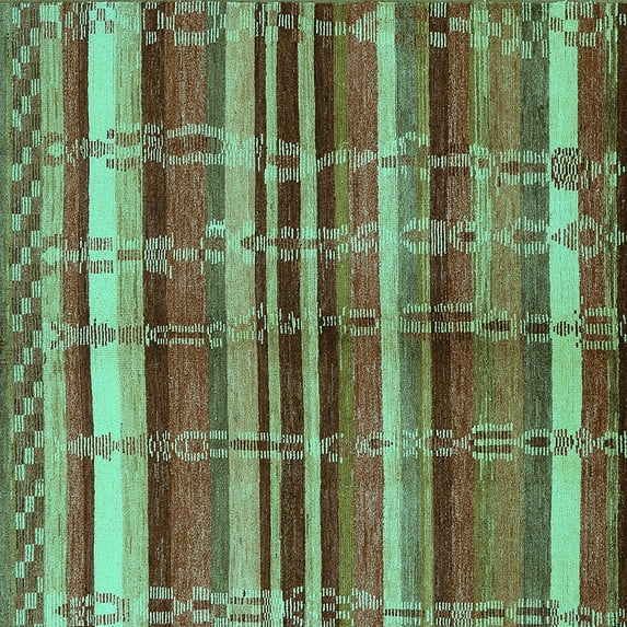 Ahgly Company Indoor Square Oriental Turquoise Blue Industrial Area Rugs, 5' Square