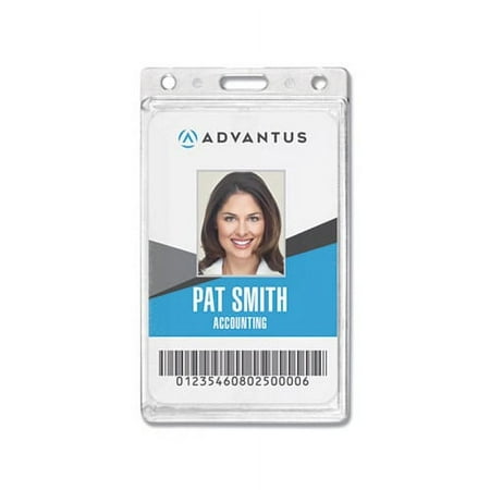UPC: 0091141760762 | Advantus Frosted Rigid Badge Holder  2 1/8 x 3 3/8  Clear  Vertical  25/BX