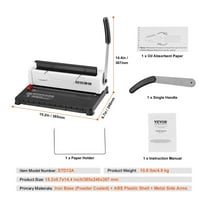 Coil Spiral Binding Machine Manual Book Maker 34-Holes Binding 120 Sheets Punch Binder Adjustable Coil Binding Spines ,Easy to Operate