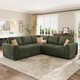 thumbnail image 4 of Marrber 84” Convertible Sectional Sleeper Sofa with Pull-Out Sofa Bed, L-Shaped Corner Sofa with Reversible Chaise and Hidden Storage, Pet-friendly Plush Corduroy for Living Room, Green, 4 of 9