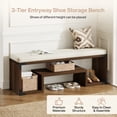 thumbnail image 4 of Finmind Shoe Storage Bench with Cushion, 47 inch Entryway Bench with Storage Shelf and Removable Padded Seat for Entryway, Living Room, Bedroom, Vintage Brown, 4 of 7