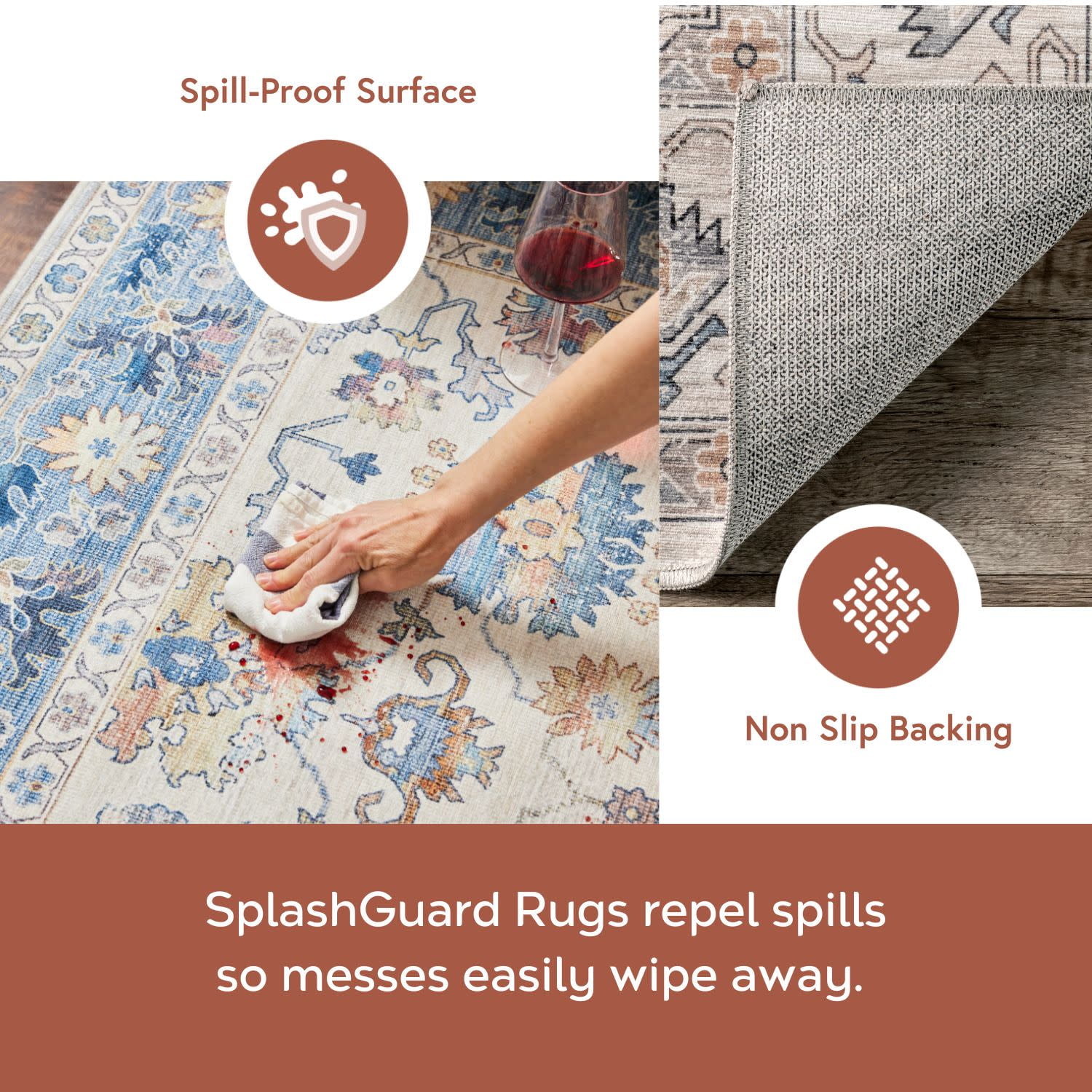 nuLOOM Darby Persian SplashGuard Machine Washable Area Rug, 2' 6" x 8', Runner, Darby Beige