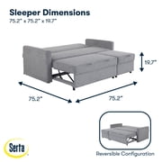 Serta Mia Modern Convertible Sofa, Light Gray Woven Fabric