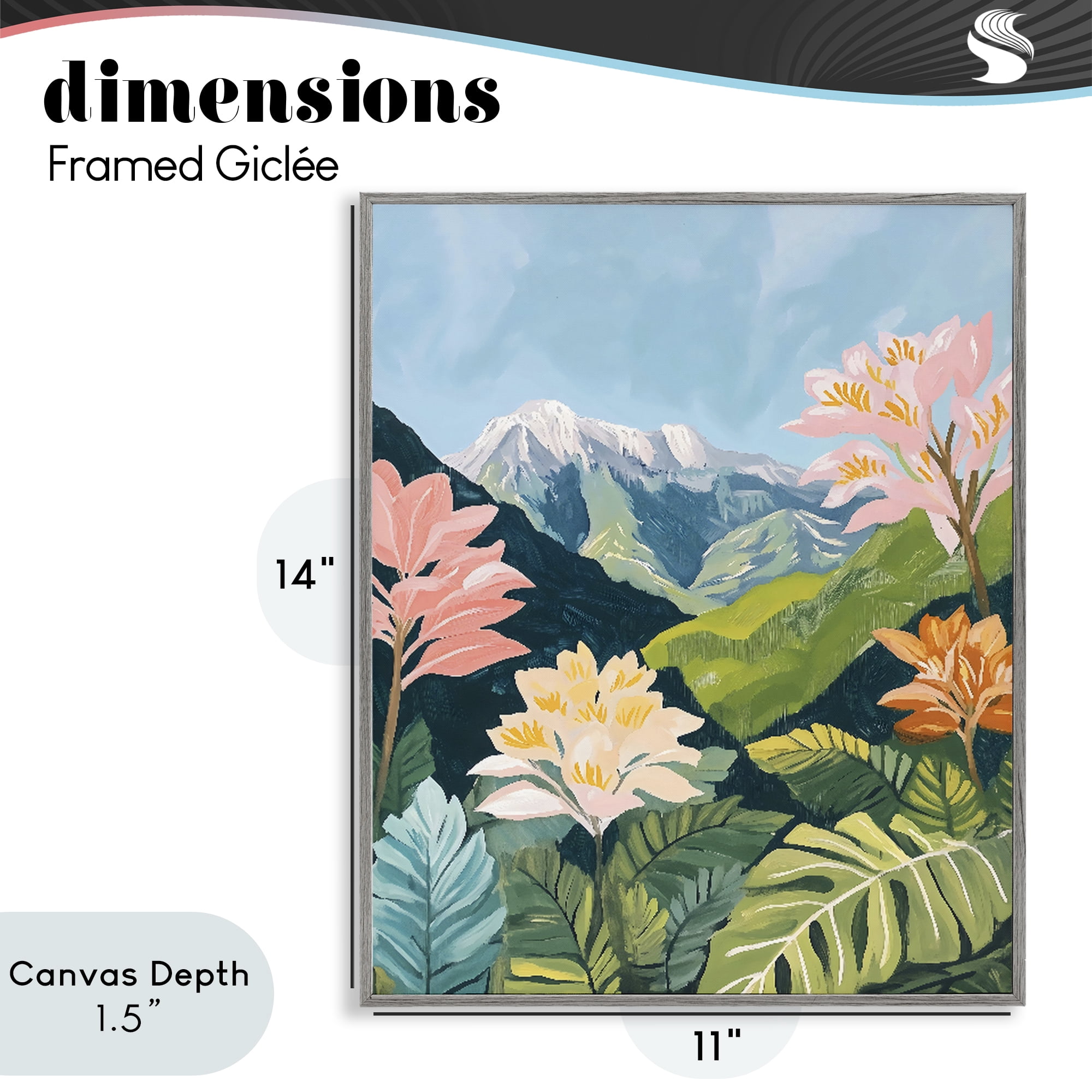Stupell Industries Tropical Mountain Landscape Gray Framed Giclee Art, design by The Prints Vibe