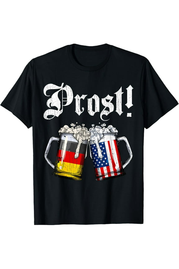 Prost Beer German American Flag T shirt Oktoberfest Men Mug T-Shirt