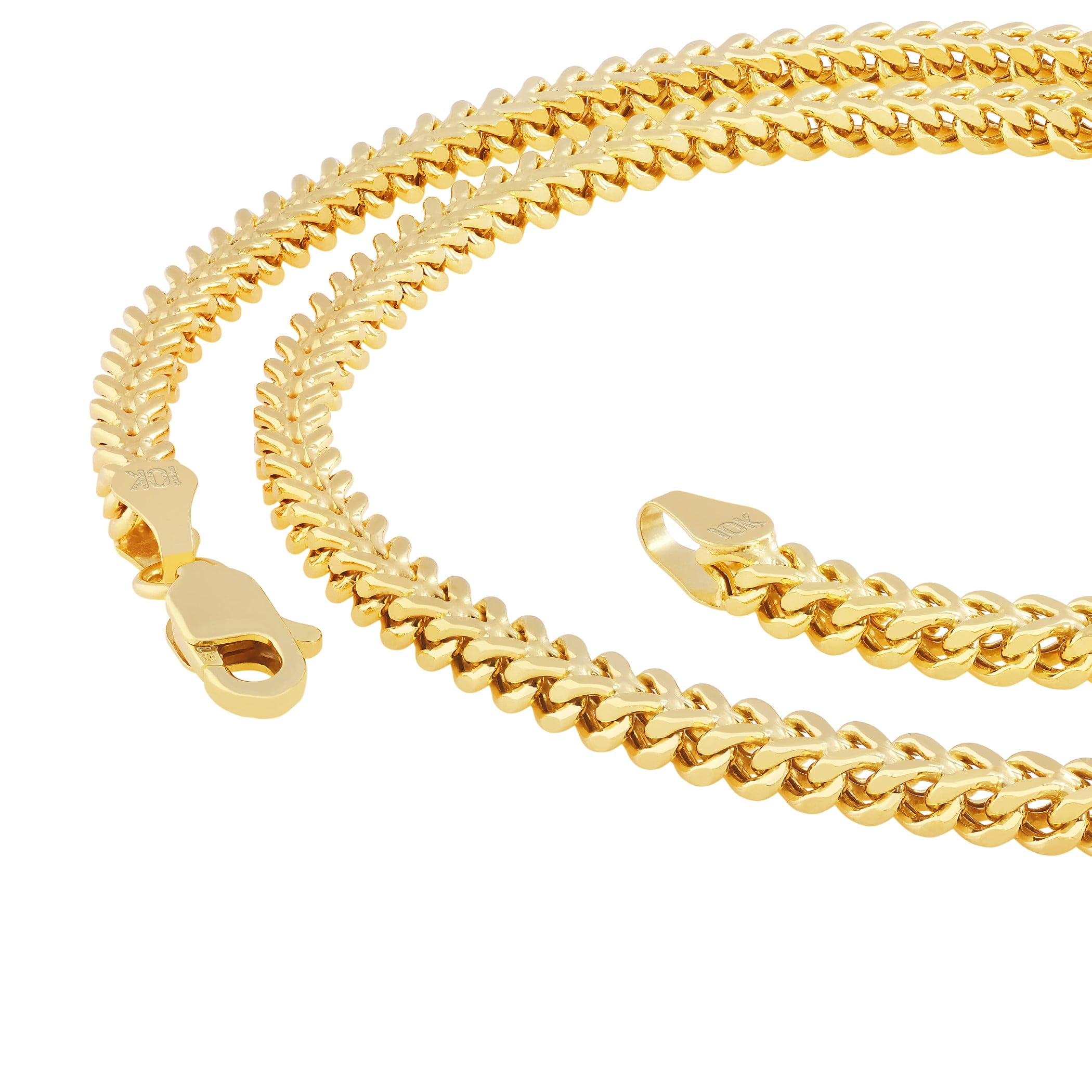 Nuragold 10k Real Yellow Gold Franco Square 3mm Box Chain Wheat Chain Necklace (18"-30") Italian Jewelry for Men & Women