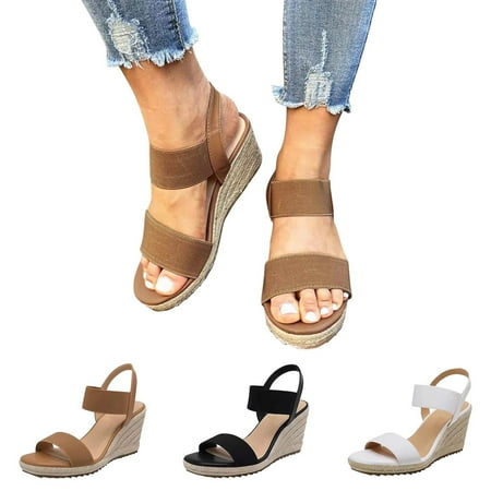 

Saving Clearance! Mixpiju Casual Wedge Heels Sandals Athletic Lightweight Sandals Summer Fish Mouth Women Shoes Brown