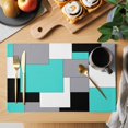 thumbnail image 2 of Abstract Geometric Placemats Set of 6 Mid Century Aqua Nordic Place Mats Table Mats Kitchen Dining Home Outdoor Party Table Decoration, 2 of 9
