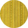 thumbnail image 1 of Ahgly Company Machine Washable Indoor Round Abstract Yellow Modern Area Rugs, 6' Round, 1 of 4