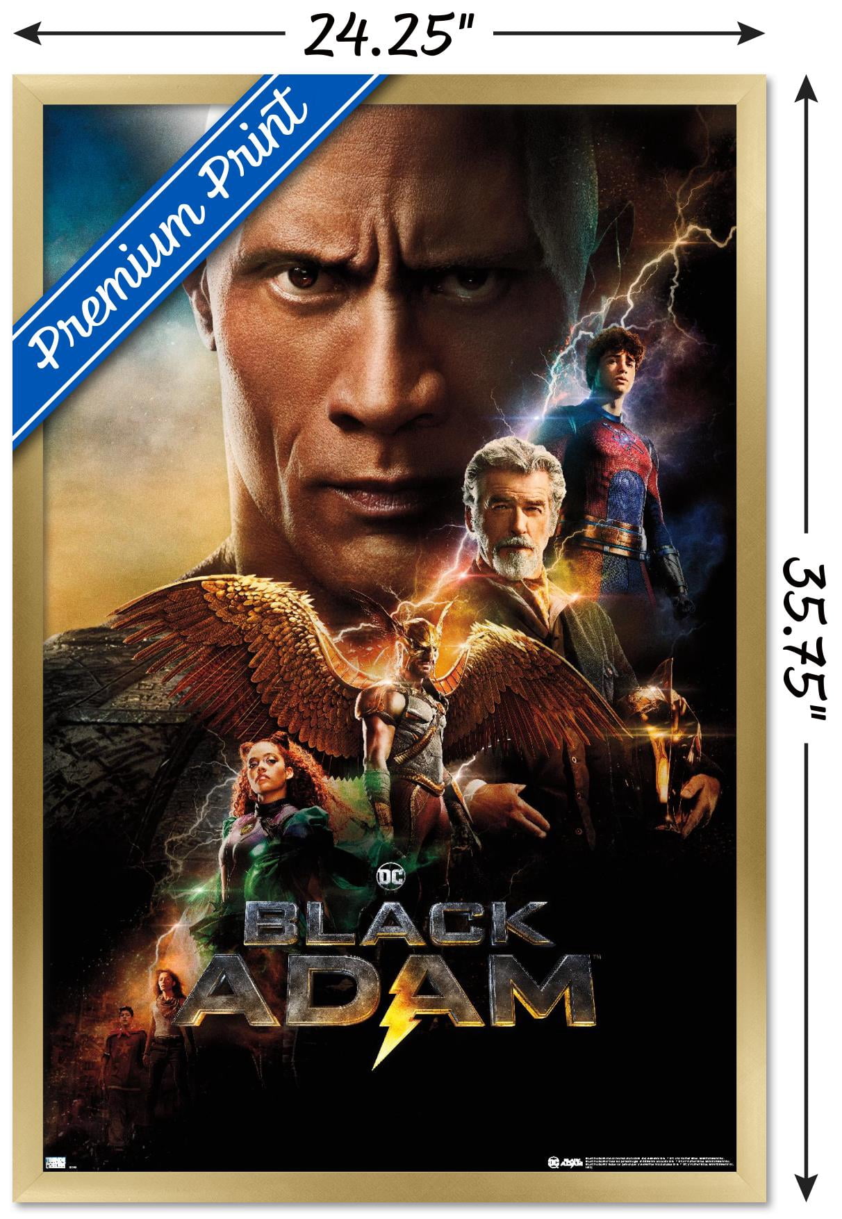 DC Comics Movie Black Adam - Group One Sheet Wall Poster, 22.375" x 34" Framed