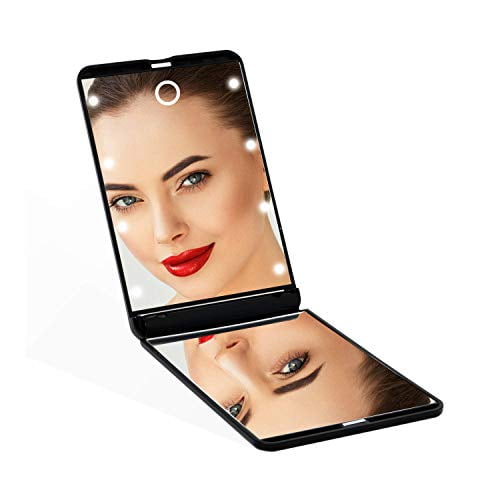 Impressions Touchup Dimmable Led Compact Mirror With Magnetic Closure Vanity Makeup Mirror With Touch Sensor Switch And Magnifying Glass Walmart Com