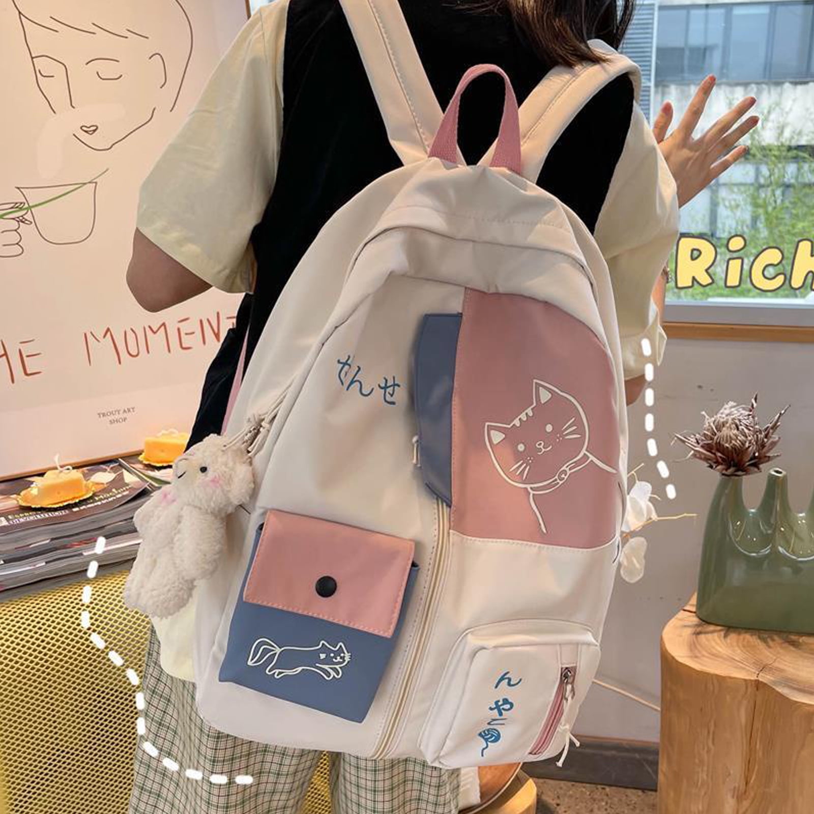 Women Cute Backpack Large Capacity Female Rabbit School Bag College Laptop  Lady Kawaii Cartoons 2022 Trend Rucksack Girl Student