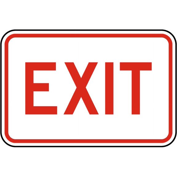 Vinyl Stickers - Exit Sign I2 - Safety and Warning Warehouse Signs Stickers - 3.5" x 5" - 3 Pack