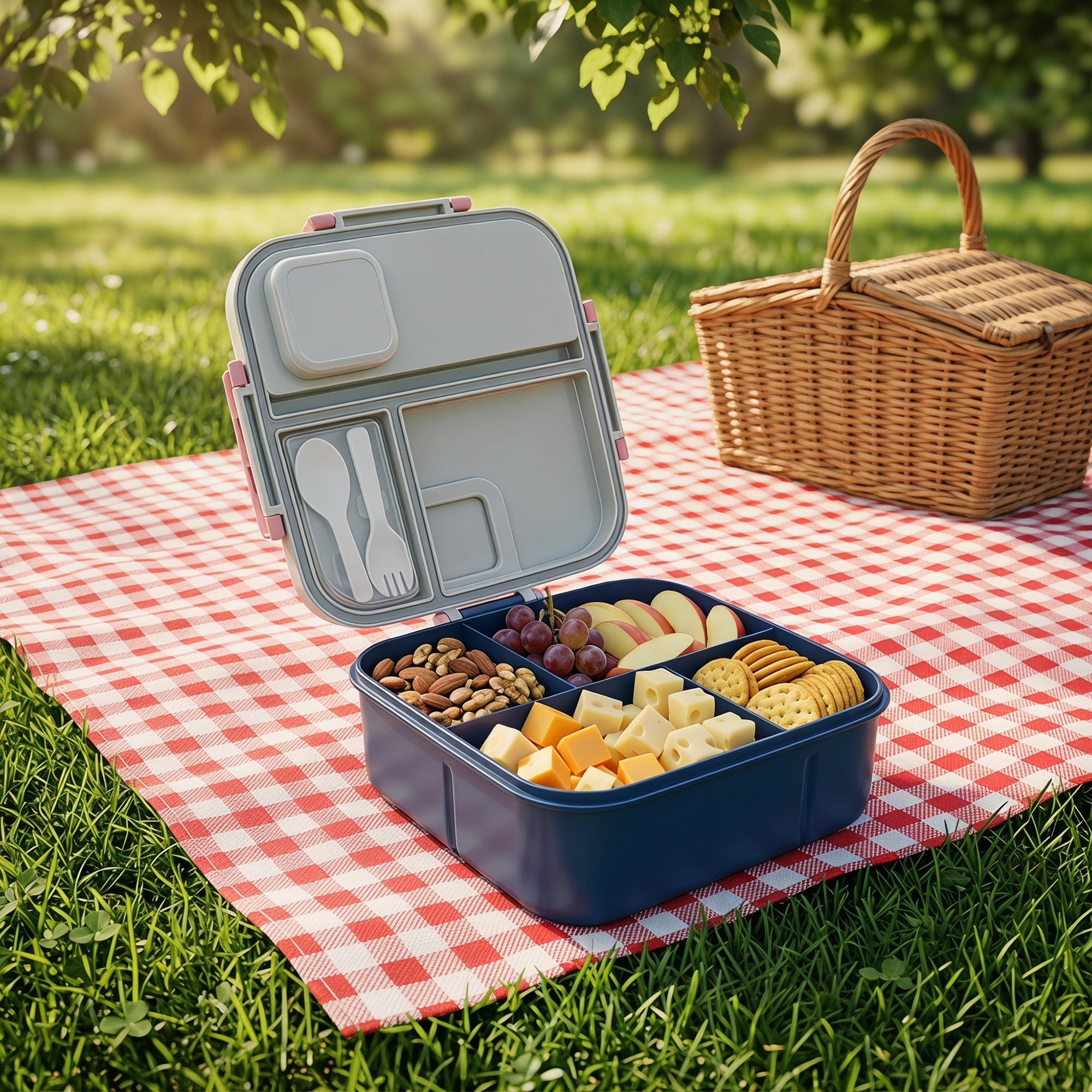 Unique Bargains Portable Leak-Proof Meal Lunch Bento Box Gray