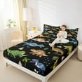 thumbnail image 4 of Homewish Dinosaurs Print Full Size Sheets,Jungle Dino Bed Sheets,Green Brown Deepblue Sheet Sets For Teens Boys,Luxury Bedroom Decor,4 Pieces, 4 of 7