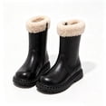thumbnail image 2 of BXJX Girls Mid-Calf Boots, Fleece Lined Soft Sole Side Zipper Warm Winter Riding Boots Black Size 12 Little Kids, 2 of 9