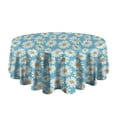 thumbnail image 5 of Blue Daisy Flower Pattern Round Tablecloth 60"x60",Wrinkle Wipeable Table Cloth for Kitchen Dining Room Picnic Patio Party, 5 of 6