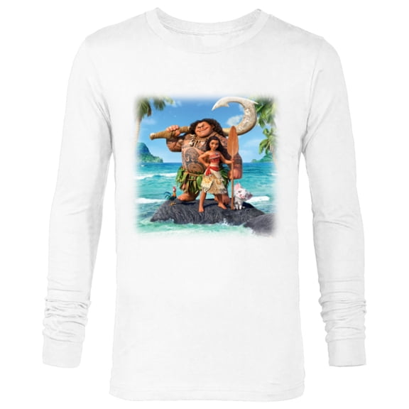 Disney Moana Maui Heihei and Pua Tropical Ocean Heroes - Long Sleeve T-Shirt for Men - Customized-White