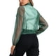 thumbnail image 3 of CHAQUETA BOMBER TRANSPARENTE INSPIRADA EN CHIC PARA MUJER, CON CREMALLERA Y MANGAS LARGAS, VERDE, 3 of 6