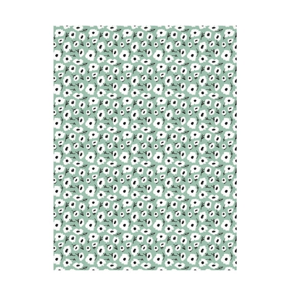 Canvas Wall Art - Treechild 'Cute Flowers on Mint' Wall Art for Living Room, Bedroom, or Office D?cor by Trademark Fine Art - 14 x 19 Inches