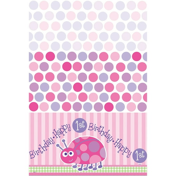 Plastic Ladybug 1st Birthday Table Cover, 84" x 54"