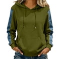 thumbnail image 6 of Perfectbot Women's Drawstring Hoodie, Relaxed Patchwork Sleeve Pullover Sweatshirt with Kangaroo Pocket, 6 of 7
