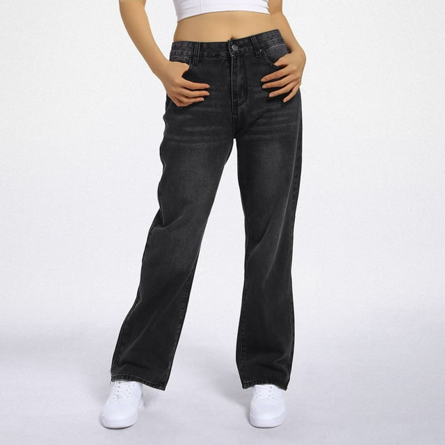 WILLBEST Jeans Mujer Pantalones Vaqueros de Mujer, Moda Informal, Rectos, de Pierna Ancha, Holgados, Cómodos, Elásticos, de Cintura Alta Grande