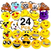 OHill 24 Pack Emoji Plush Pillows Mini Keychain for Birthday Party, Home Decoration, Classroom Rewards and Party Favor