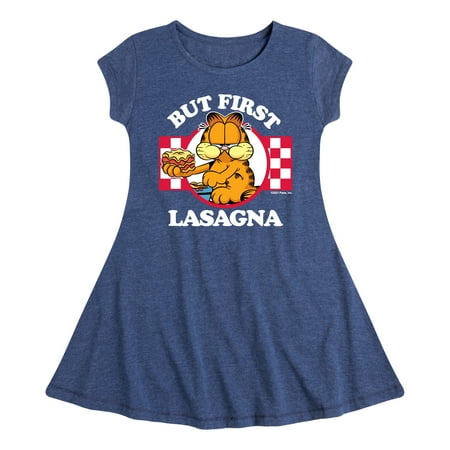 

Garfield - But First Lasagna - Toddler And Youth Girls Fit And Flare Dress